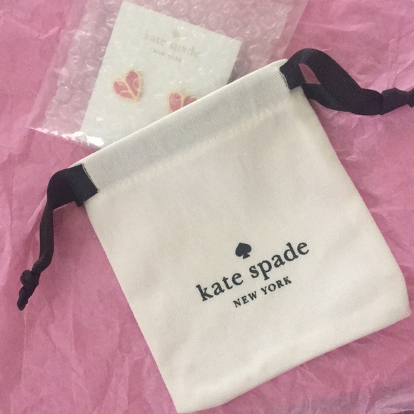 Kate Spade Pink Heart Earrings with Kate Spade dust bag - Picture 5 of 6